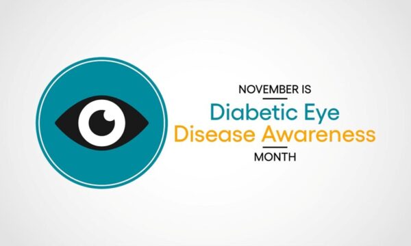 Graphic of an eye next to the words November is Diabetic Eye Disease Awareness Month