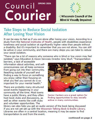 Front page of the Spring 2026 issue of the Council Courier newsletter