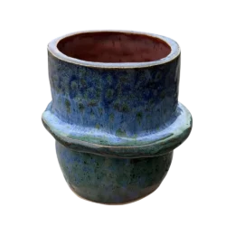 Blue and red vase with coil band