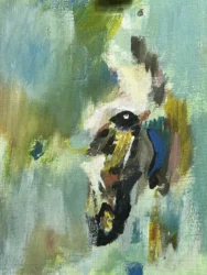 Abstract painting of a horse amid sweeps of muted colors