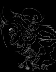 Abstract digital white-on-black pencil drawing